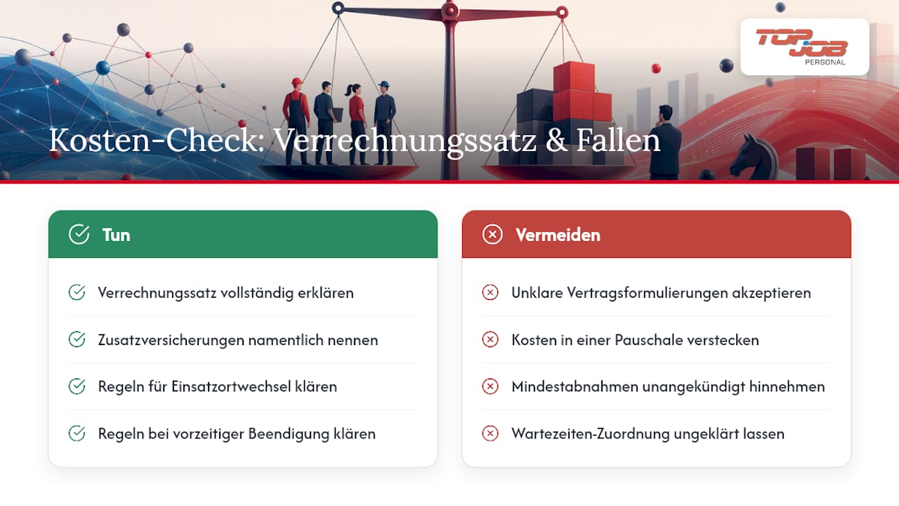 Übersicht über mögliche Zusatzkosten bei der Zeitarbeit