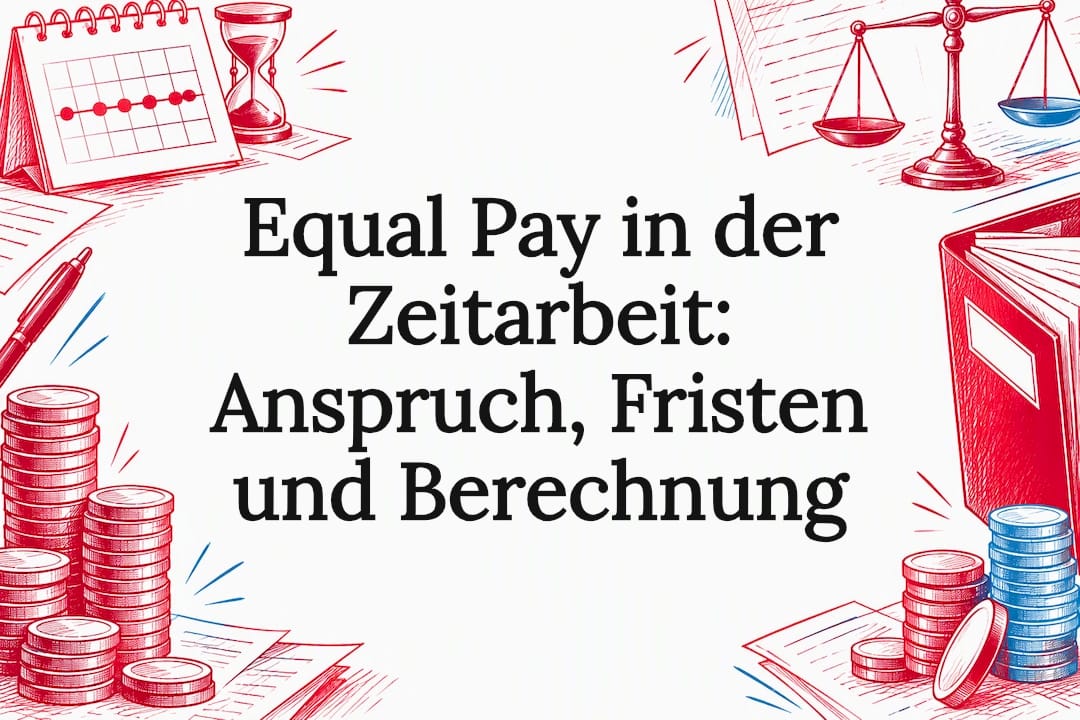 Illustrierte Equal-Pay-Titelkarte für Zeitarbeit