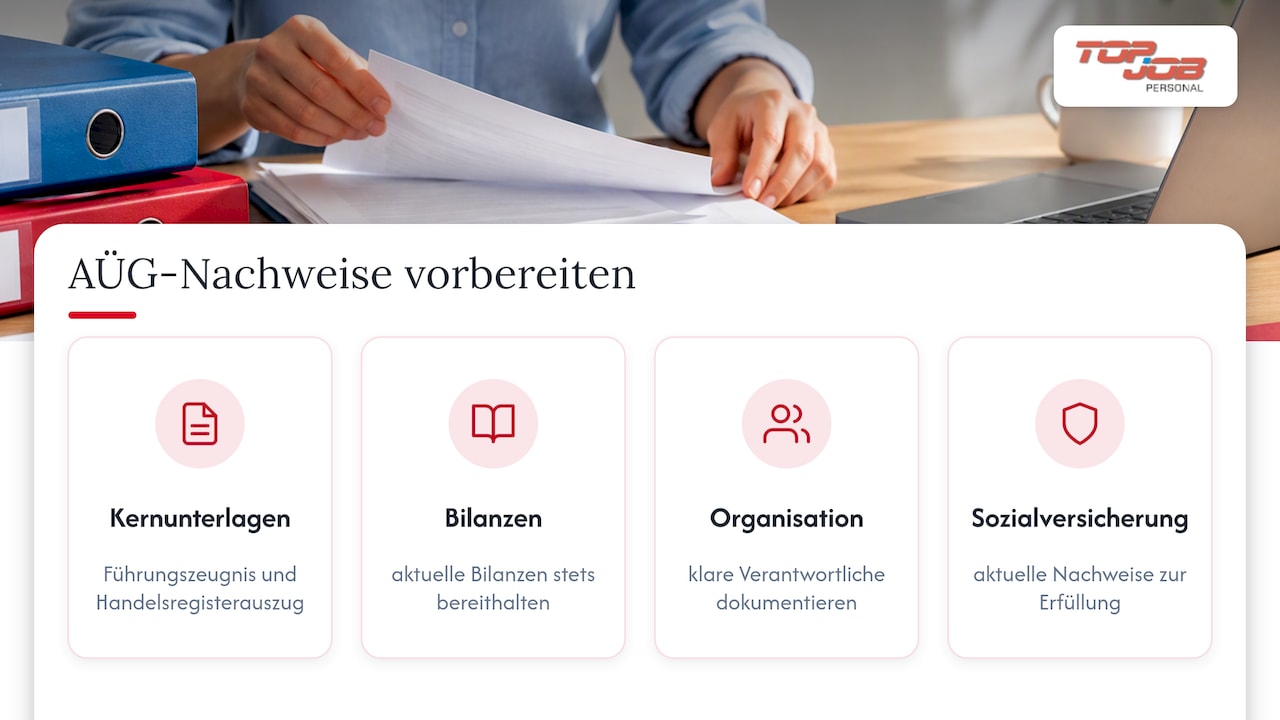 Zusammenstellung der Nachweise für die AÜG-Prüfung